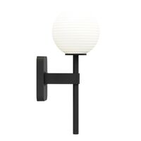 Tacoma Single Væglampe Mat Sort & Rillet Skærm Opal