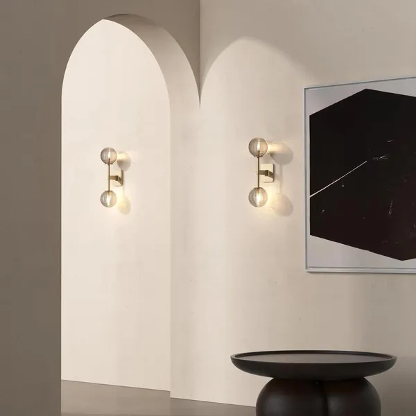 Tacoma Wandlampe, Matt , mit Gerilltem Lampenschirm , Transparent