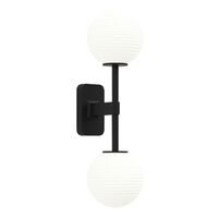 Tacoma Wandlampe, Matt , mit Gerilltem Lampenschirm, Opal