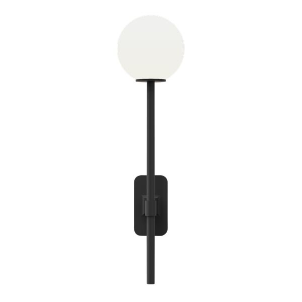 Tacoma Enkel Grande Vegglampe Matt Sort og Skjerm Opal
