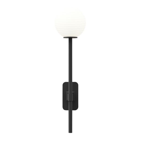Tacoma Enkel Grande V&auml;gglampa Matt Svart & R&auml;fflad Lampsk&auml;rm Opal