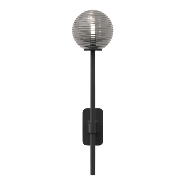 Tacoma Enkel Grande V&auml;gglampa Matt Svart & R&auml;fflad Lampsk&auml;rm R&ouml;kf&auml;rgad