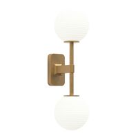 Tacoma Wandlampe, Messing & Gerillter Lampenschirm, Opal