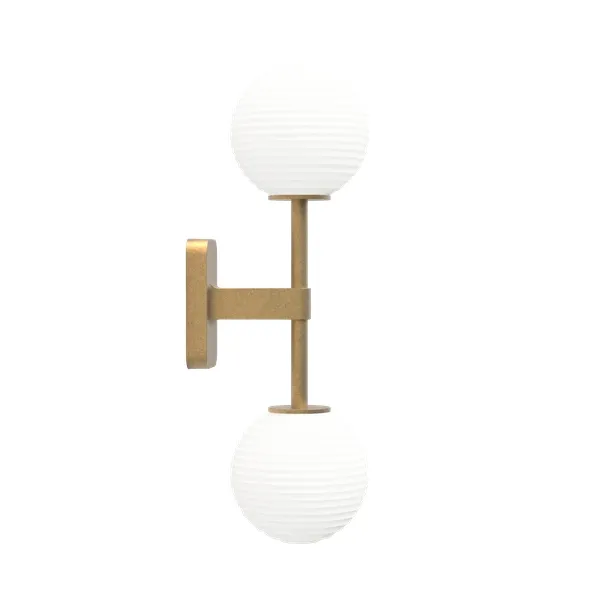 Tacoma Wandlampe, Messing & Gerillter Lampenschirm, Opal