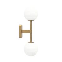 Tacoma Wandlampe, Messing & Gerillter Lampenschirm, Opal