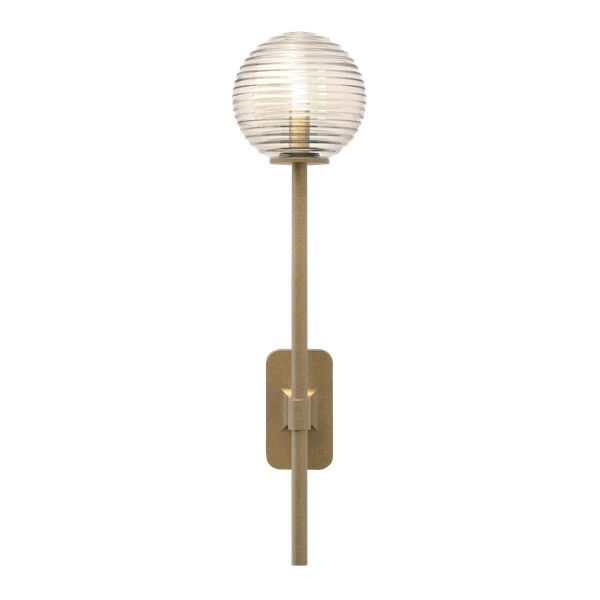 Tacoma Enkel Grande V&auml;gglampa Antik M&auml;ssing & R&auml;fflad Lampsk&auml;rm Transparent