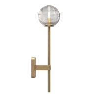 Applique Tacoma Single Grande in Ottone Anticato e Paralume Scanalato Trasparente