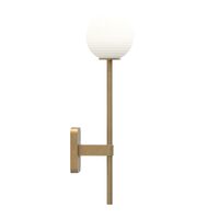 Tacoma Single Grande Wandlampe , Messing & Gerillter Lampenschirm, Opal