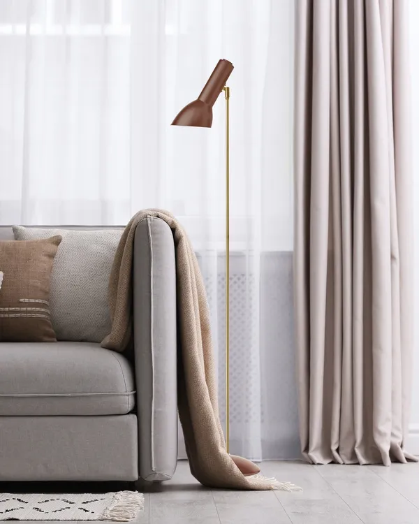 Oblique Floor Lamp White/ Brass