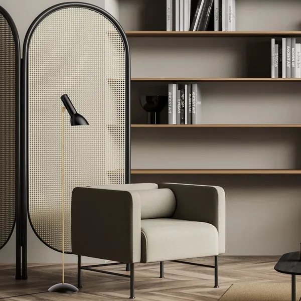Oblique Floor Lamp White/ Brass
