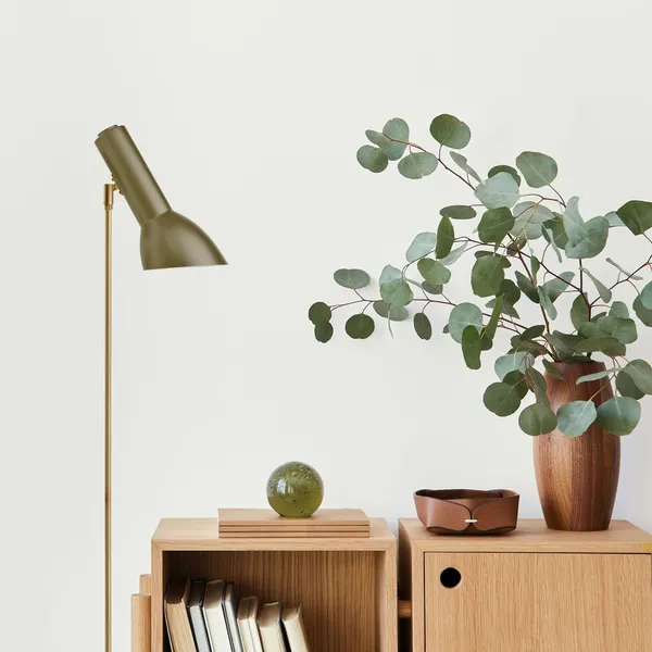 Oblique Floor Lamp White/ Brass