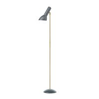Schräge Stehlampe grau/ Messing