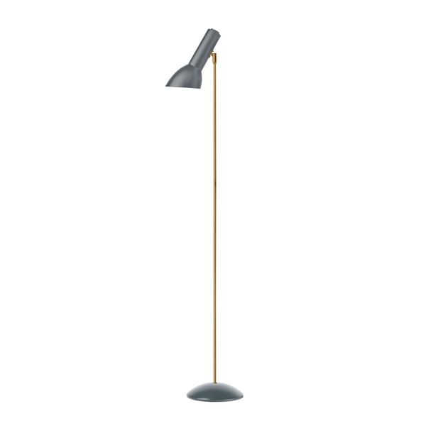 Schräge Stehlampe grau/ Messing
