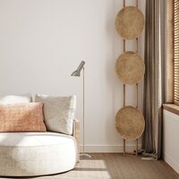 Schräge Stehlampe grau/ Messing