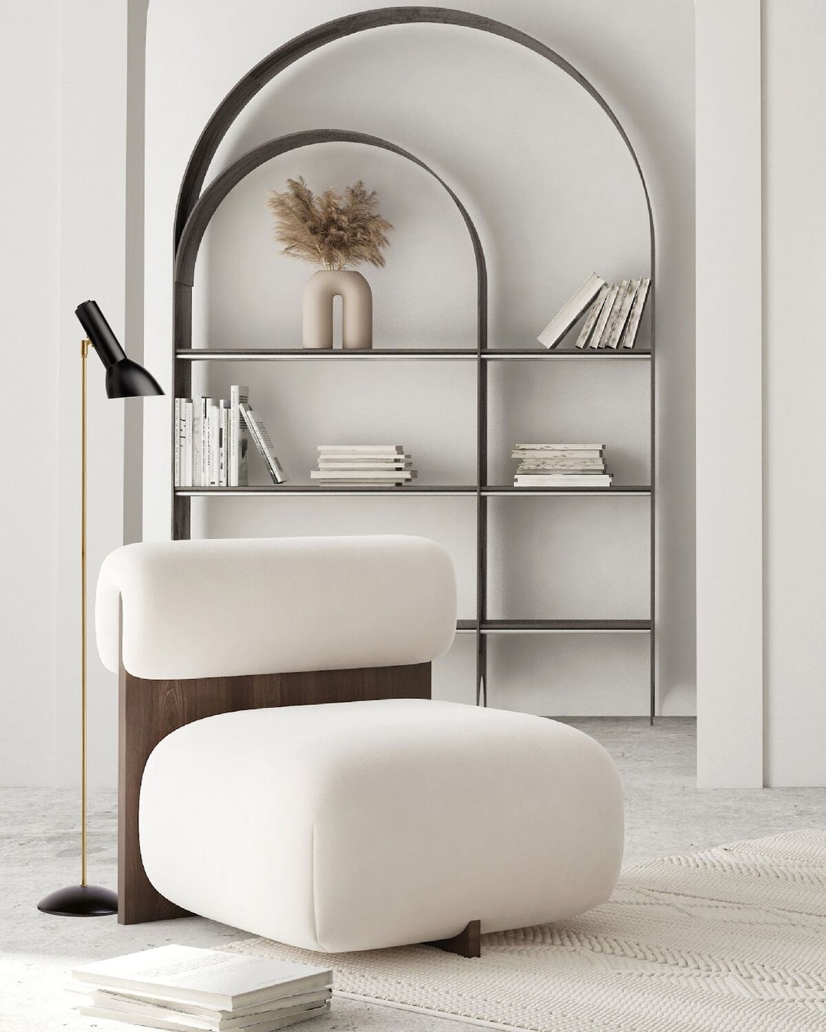 Oblique Floor Lamp Petrol/Brass