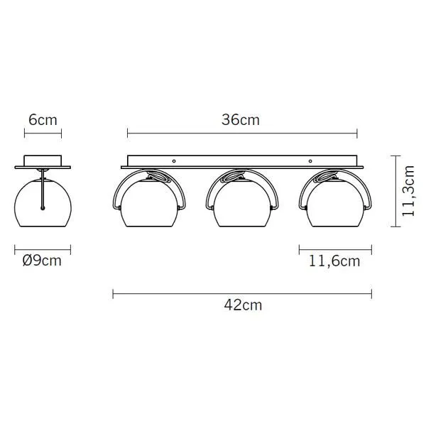 Beluga Wall & Ceiling Light Triple Red