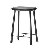 Cuba Barstol 66 cm Sortlakeret Eg/Sort Læder