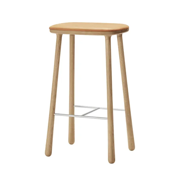 Cuba Barkruk 77 cm Geoliede eik/Zandkleurig Leer