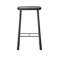 Cuba Barstol 77 cm Sortlakeret Eg/Sort Læder