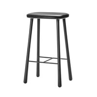 Cuba Barstol 77 cm Sortlakeret Eg/Sort Læder