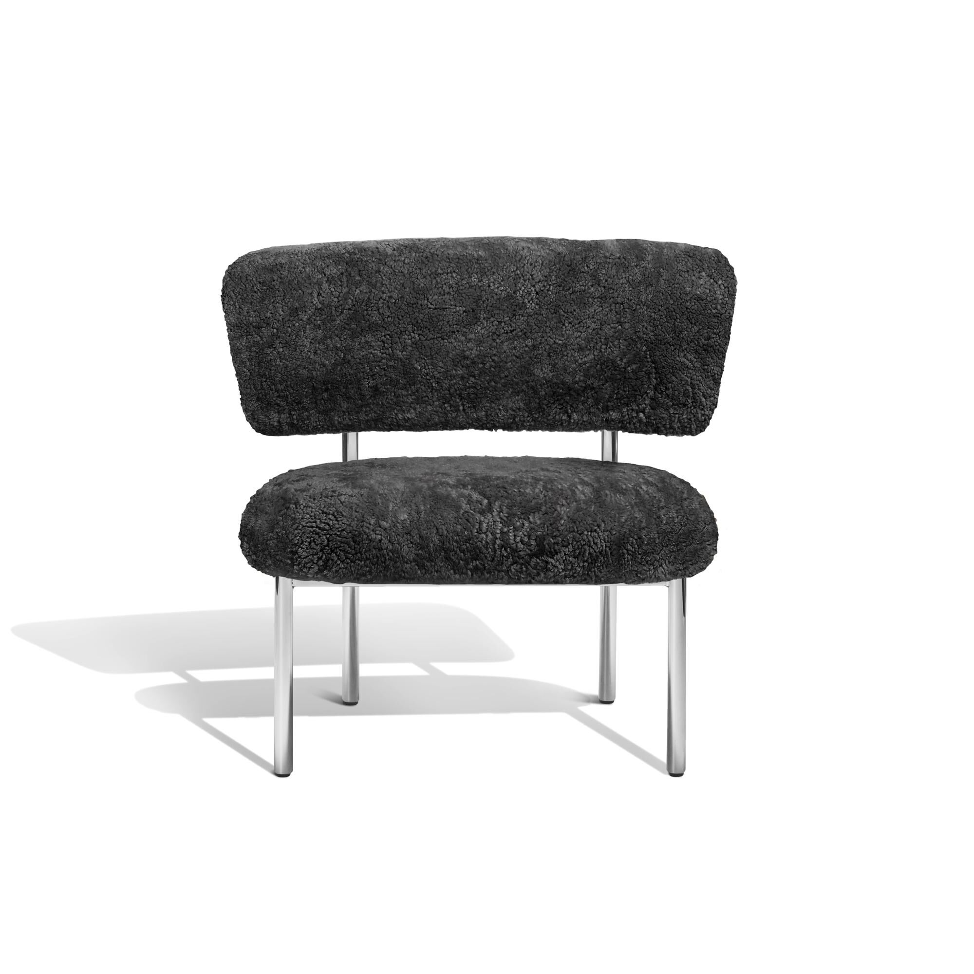 Font Lnestol Sheepskin Gr/Poleret Stl Stel