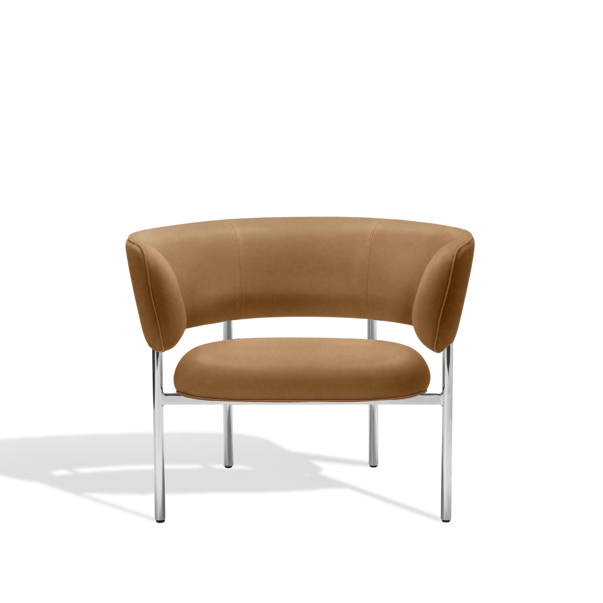 Font Lnestol med Armln Dunes Cognac Lder/Poleret Stl Stel