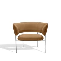 Font Armchair with Armrest Dunes Cognac Leather/Polished Steel Frame