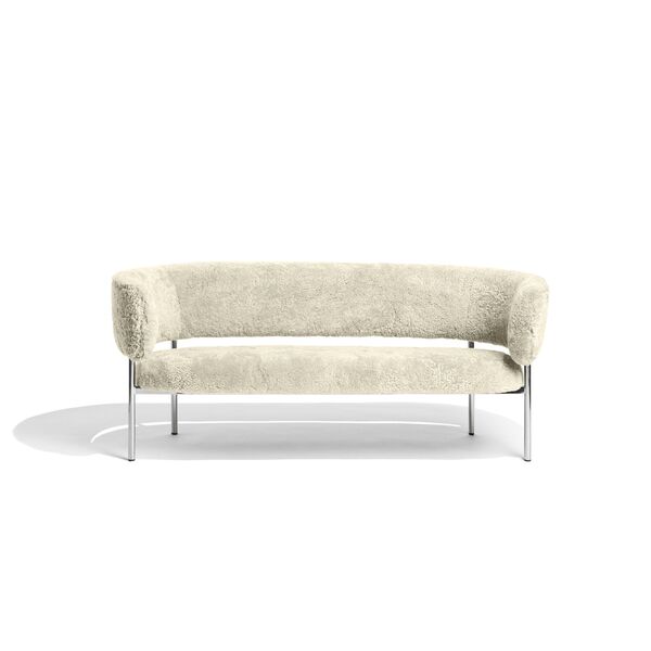 Font Bank Schapenvacht Oyster/Gepolijst Stalen Frame