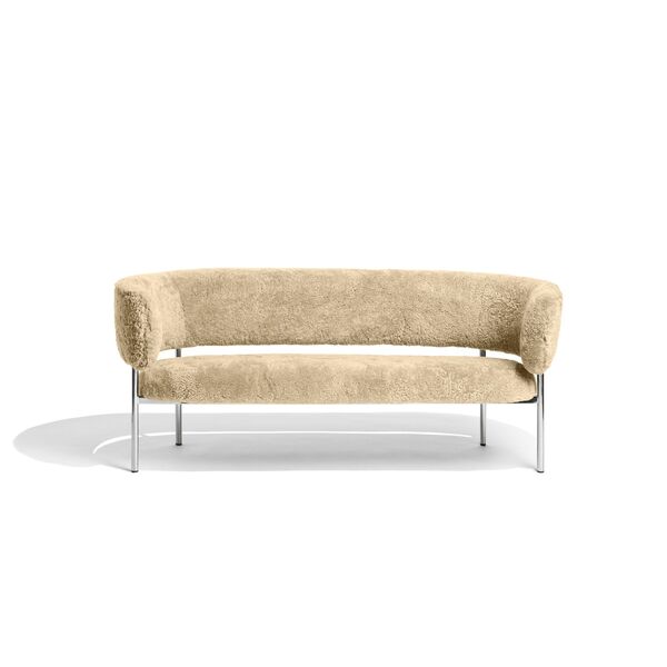 Font Bank Schapenvacht Honey/Gepolijst Stalen Frame