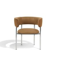 Font Spisebordsstol with Armrest Dunes Cognac Leather/Polished Steel Frame