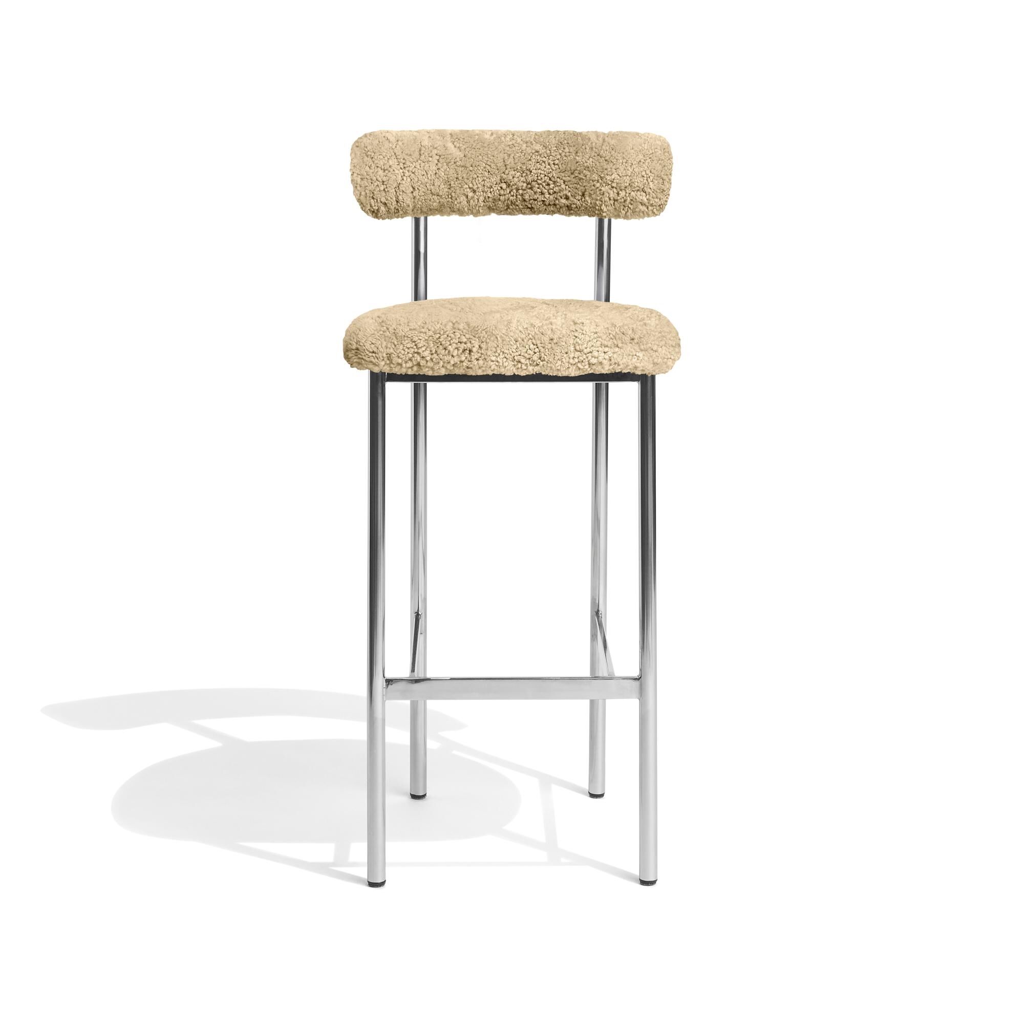 Font Barstol 75 cm Sheepskin Honey/Poleret Stål Stel