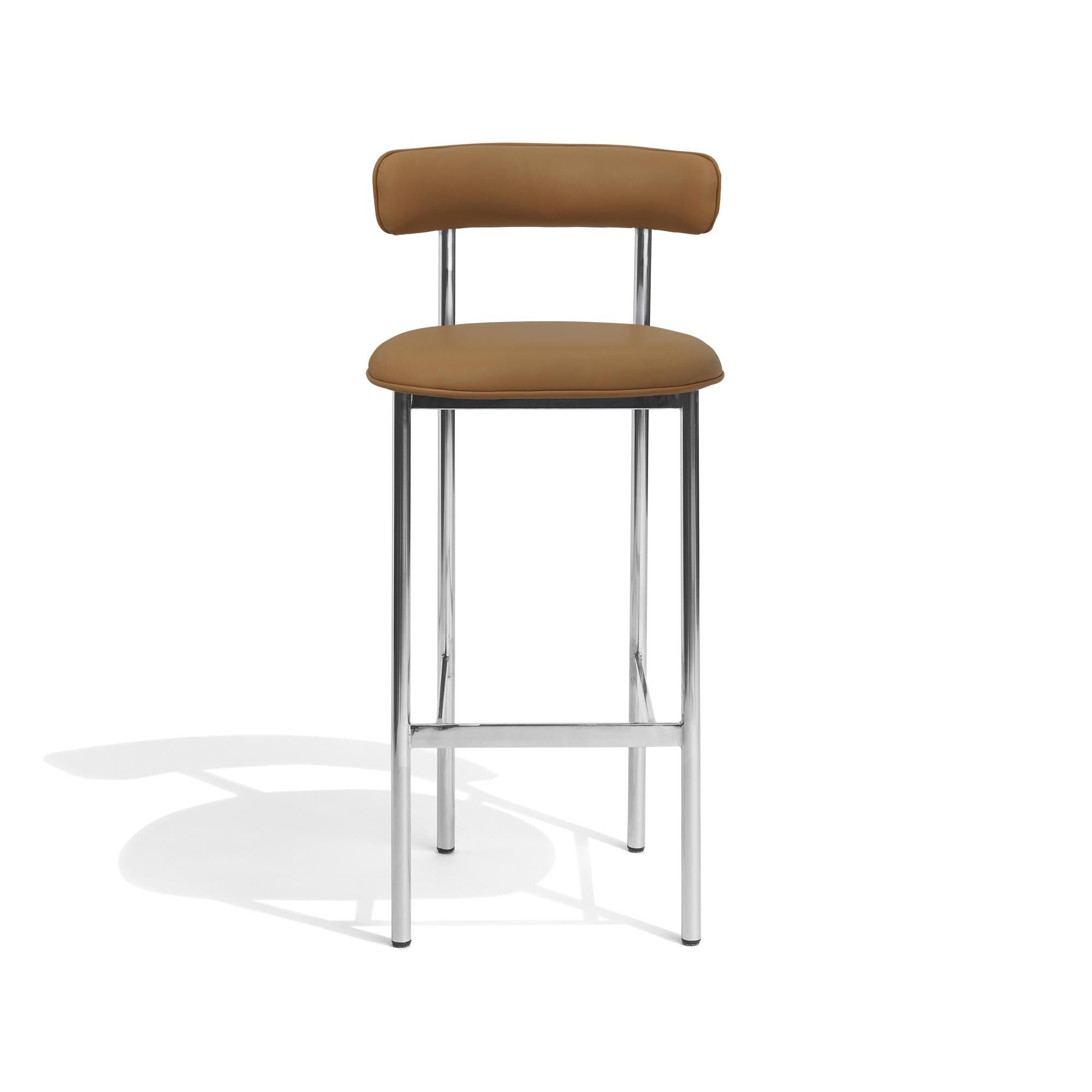 Font Barstol 75 cm Dunes Cognac Læder/Poleret Stål Stel
