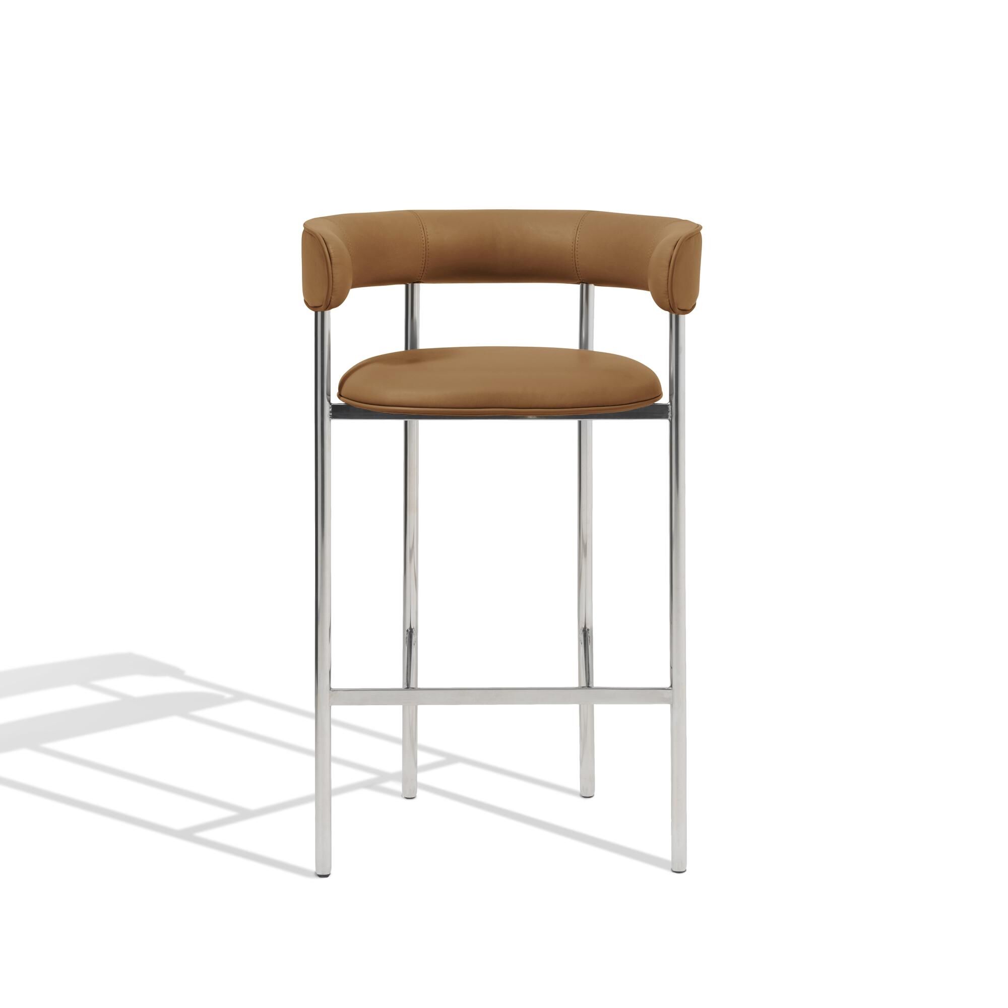 Font Barstol med Armln 75 cm Dunes Cognac/Poleret Stl Stel