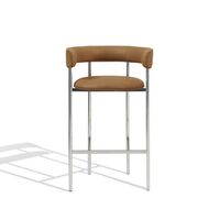 Font Bar Stool with Armrest 75 cm Dunes Cognac/Polished Steel Frame