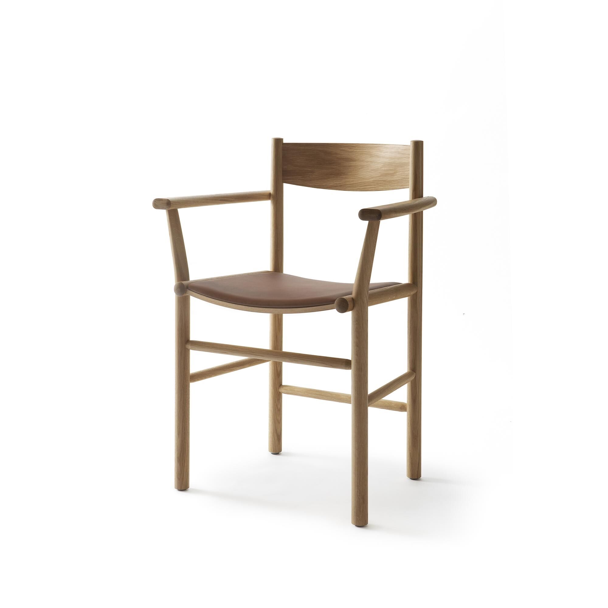 Linea Collection Akademia Spisebordsstol med Armln Lakeret Egetr/Elmosoft 33004 Lder