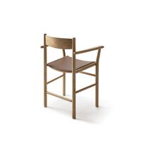 Linea Collection Akademia Dining Chair w. Armrests Lacquered Oak/Elmosoft 33004 Leather