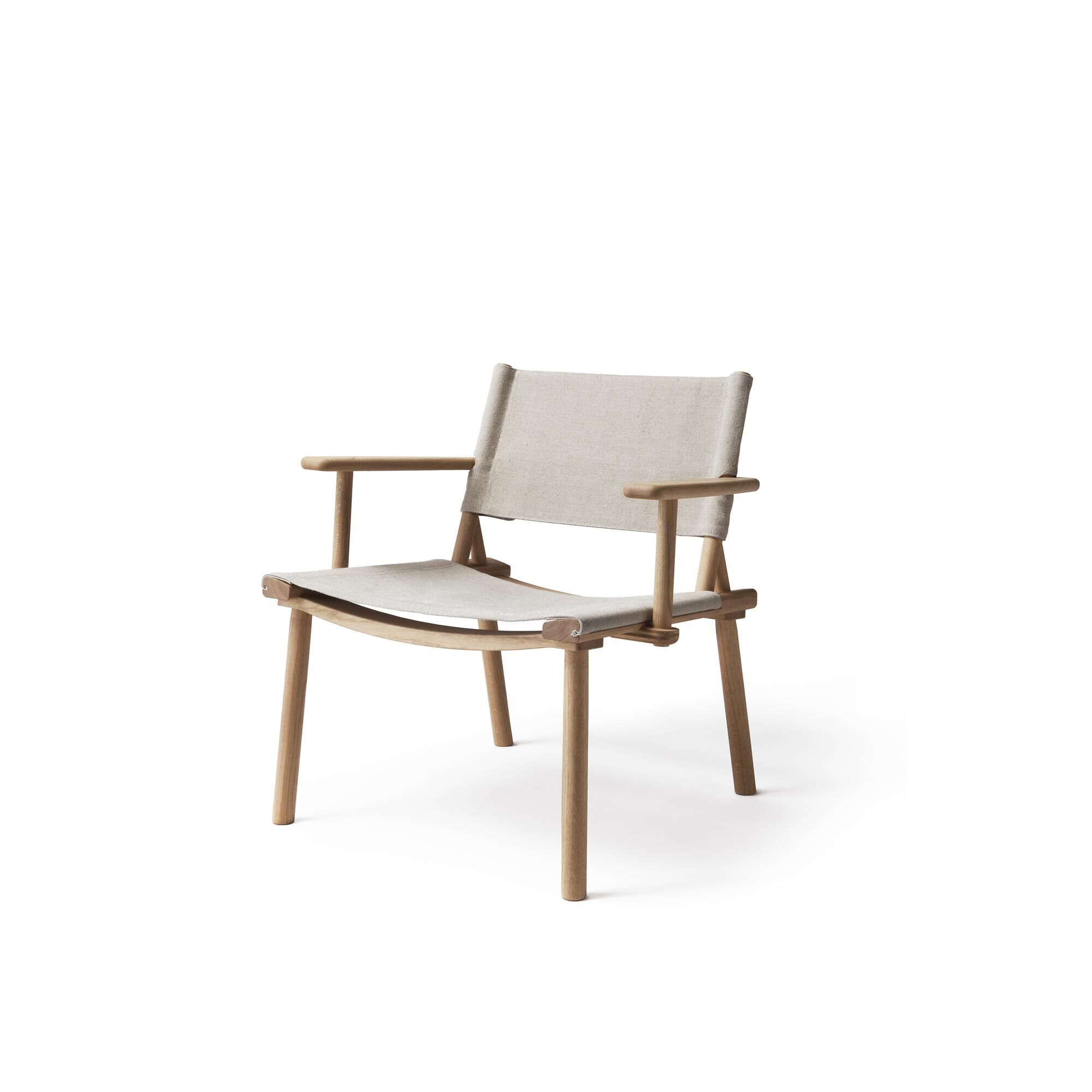 December Lnestol med Armln Olieret Egetr/Linned Canvas