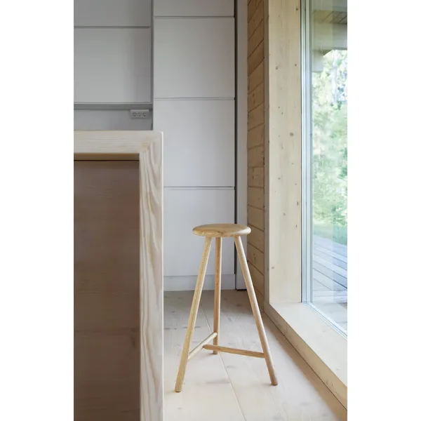 Linea Collection Perch High Bar Stool Black Stained Oak