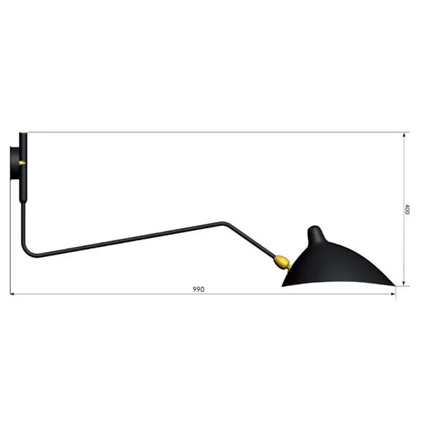 Applique 1 Wall Lamp Black & Brass w. Crack