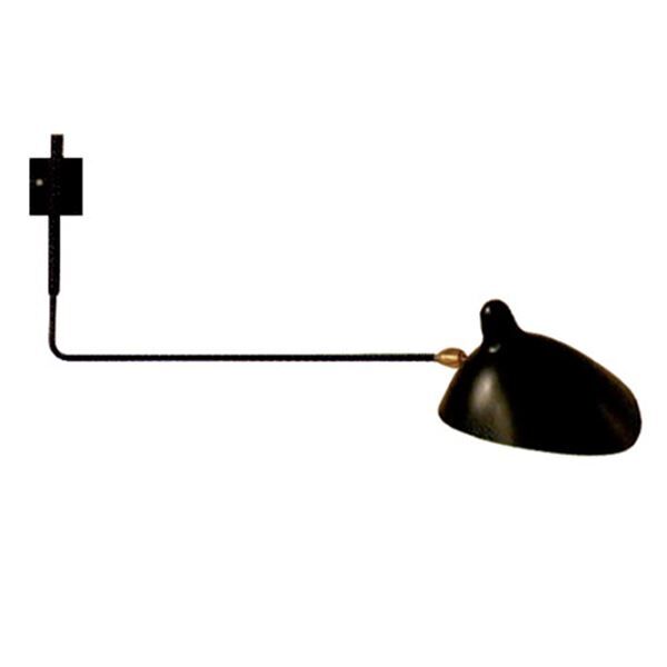 Applique 1 V&auml;gglampa Svart & M&auml;ssing Rak
