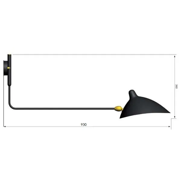 Applique 1 Wall Lamp Black & Brass Straight