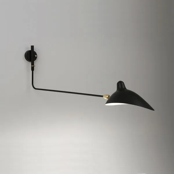 Applique 1 Wall Lamp Black & Brass Straight