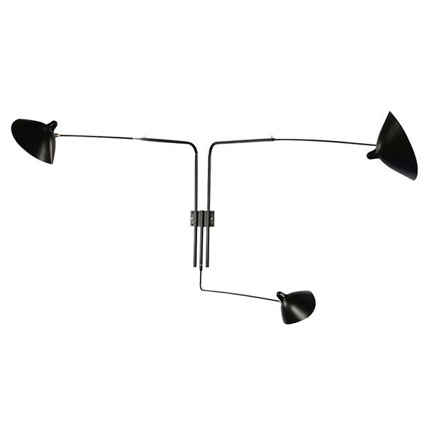 Applique 3 V&auml;gglampa Svart & M&auml;ssing Rak