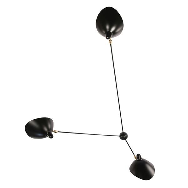 Applique Araigne 3 V&auml;gglampa Svart & M&auml;ssing Fast