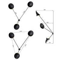 Applique Araigne 3 Wall Lamp Black & Brass Fixed