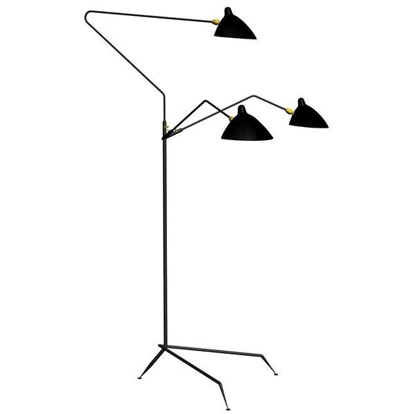 Lampadaire 3 Golvlampa Svart & M&auml;ssing