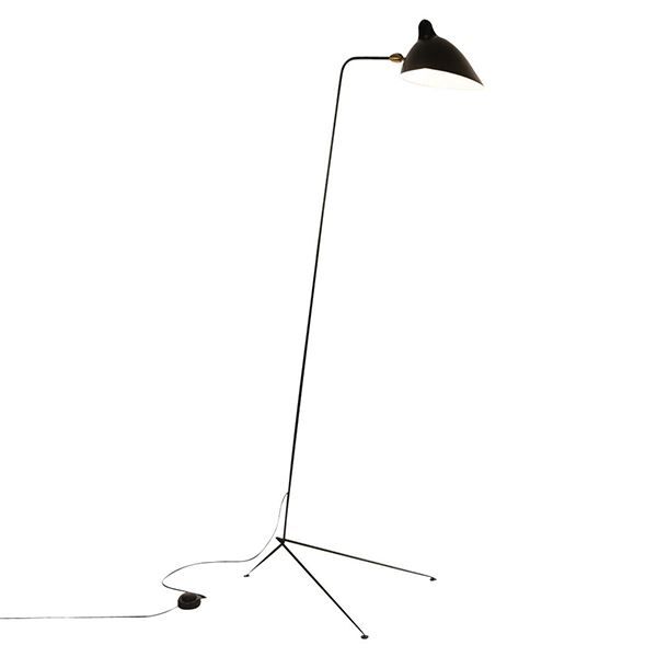 Lampadaire 1 Droit Golvlampa Svart & M&auml;ssing