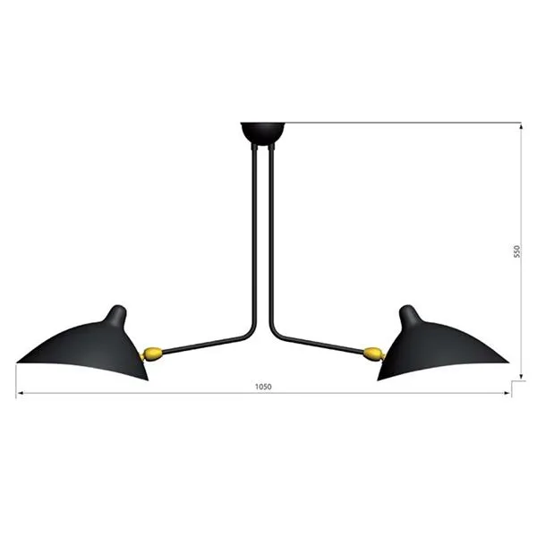 Plafonnier 2 Ceiling Light Black & Brass Fixed
