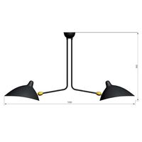 Plafonnier 2 Ceiling Light Black & Brass Fixed