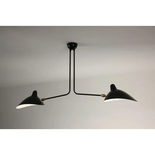 Plafonnier 2 Ceiling Light Black & Brass Fixed